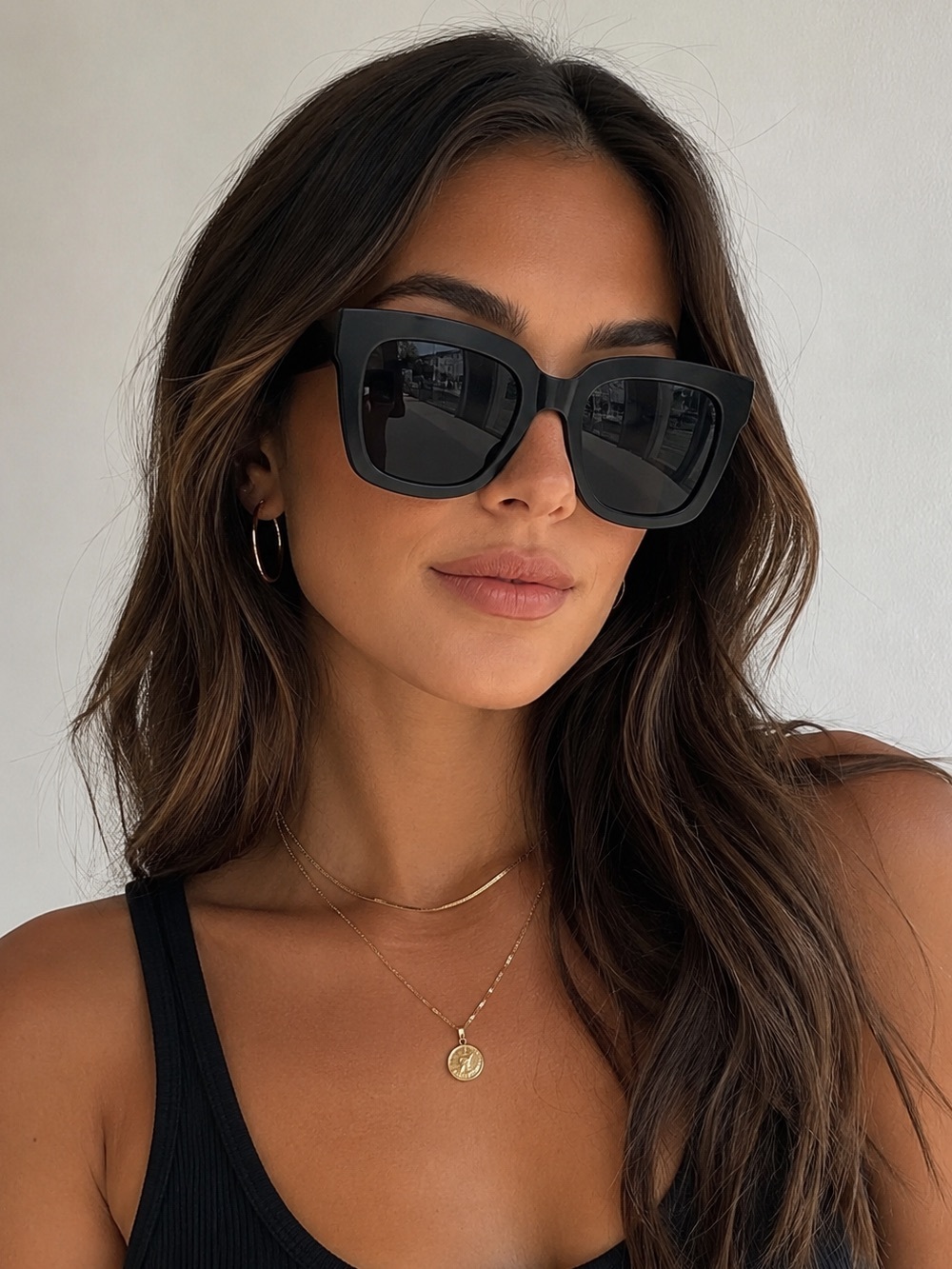 Quay Australia ICY Oversized Square Sunglasses Black Fade Thick Frame